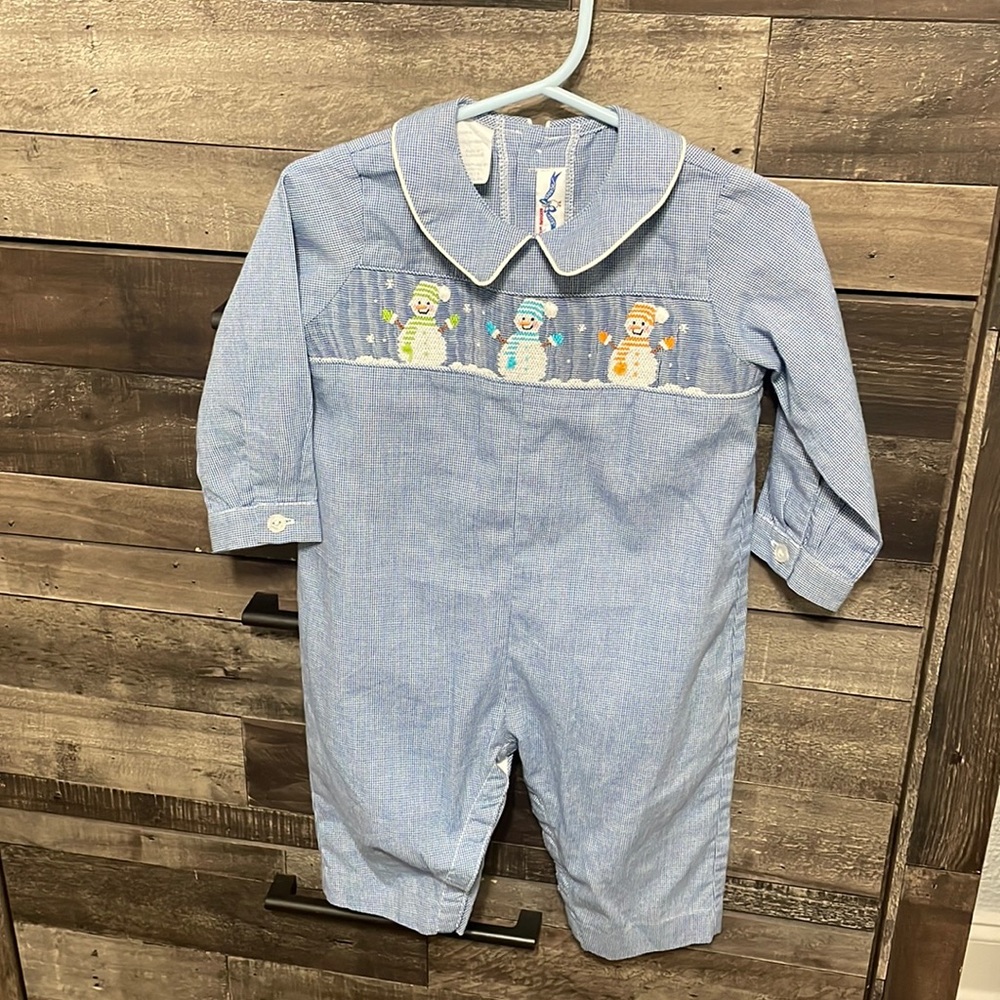 Smocked snowman romper